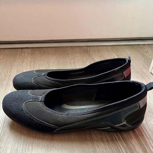 ECCO Vibration Skimmer Black Leather Ballet Flats EU 39 US 8.5 Slip On Comfort - Picture 4 of 14